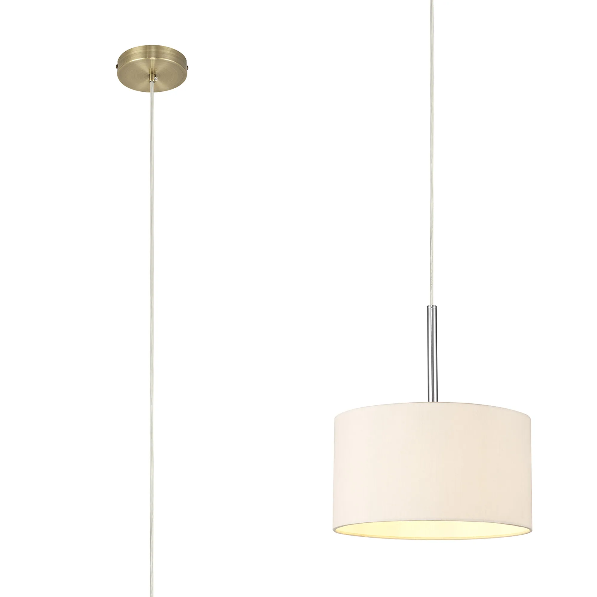 DK0200  Baymont 30cm Pendant 1 Light Antique Brass, Nude Beige/Moonlight